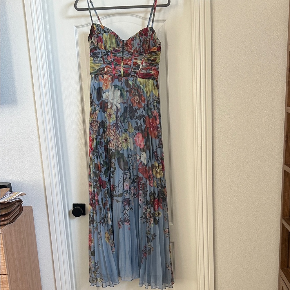 Aqua Multicolor Floral Maxi Dress - Picture 2 of 5